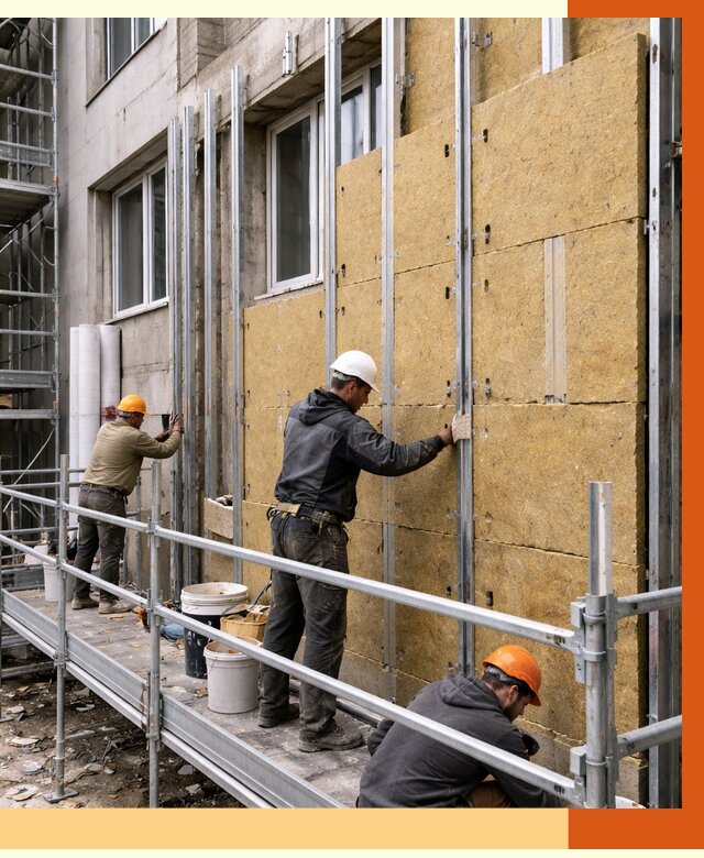 Утепление вентилируемого фасада в Иванове от 5786 руб/м2 — монтаж и утепление вентфасад | ТепломастерВнв